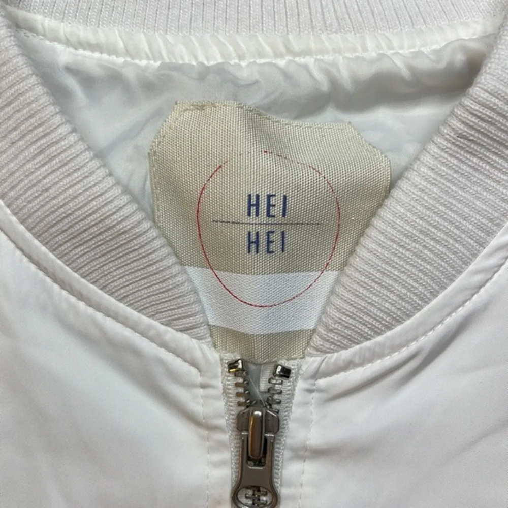 Anthropologie Hei Hei White Zip Front Bomber Jacket Size Medium - Picture 3 of 11